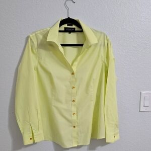 Jones NEW York Collection Yellow Long Sleeve Fitted Button Down Shirt 16W